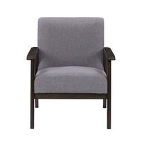 CorLiving LTS-100-C Greyson Wood Armchair in Light Grey-Solid wood frame and detailing