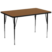 Flash Furniture 36''W x 72''L Rectangle Activity Table with 1.25'' High Pressure Top and Standard Height Adjustable Legs, Oak-Oak Laminate