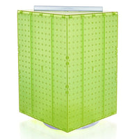 Azar Displays 20" x 14" x 14" 4-Sided Revolving Pegboard Display, Green Translucent (701414-GRE)-Interlocking four-sided display and sits on a 12" diameter revolving base