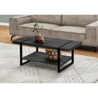 Monarch Specialties 2860 Coffee Table - Black Reclaimed Wood-Look/Black Metal-Product dimensions: 17.75" H x 47.25" W x 23.75" D