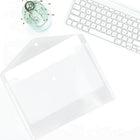 JAM Paper Plastic Envelopes with Snap Closure, Letter Booklet, 9.75 x 13, Clear Poly, 12 Pack (218S0CLG)-Opening: booklet