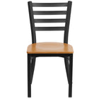 Flash Furniture HERCULES Series Black Ladder Back Metal Restaurant Chair - Natural Wood Seat-Metal Chair