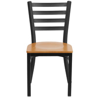 Flash Furniture HERCULES Series Black Ladder Back Metal Restaurant Chair - Natural Wood Seat-Metal Chair