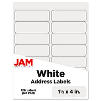 JAM Paper Mailing Address Labels - 1-1/3" x 4" - White - 126 Pack-English only packaging
