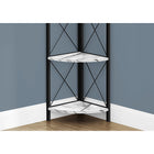 Monarch Specialties 3651 60"H Bookcase - White Marble/Black Metal Corner-Weight capacity per shelf: 35 lbs