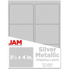 JAM Paper Mailing Address Labels - 3-1/3" x 4" - Matte Silver Foil - 120 Pack -English only packaging