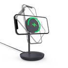 Powerology 2-in-1 Wireless Charging Stand 10W/7.5W with MagSafe Magnets - Charcoal-Overheat protection