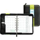 Day-Timer Undated Fresno Vinyl Refillable Day Planner - Black - Desk - 5-1/2" x 8-1/2" - Bilingual-Durable scuff and stain resistant simulated leather (vinyl) cover with a crushed-grain look in black will hold its own in any boardroom