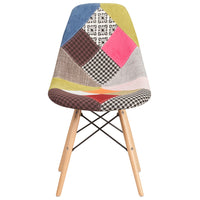 Flash Furniture Elon Series Milan Patchwork Fabric Chair with Wooden Legs-Accent Side Chair