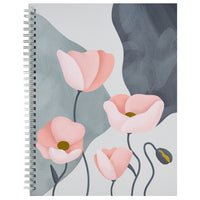 Staples Ruled Coil Notebook - 8"W x 10"L - Grey/Pink Floral - 80 Sheets-Ruled