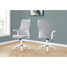 Monarch Specialties 7324 Multi-Position Office Chair - White/Grey Fabric-Ergonomically designed, curved backrest with an integrated headrest that is wide, tall, and lightly padded, and padded seat that is deep and wide provide comfortable support