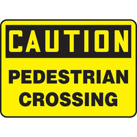 Accuform Signs Traffic Industrial, Caution; Pedestrian Crossing, 10"W x 14"H, Plastic, Black on Yellow (MVHR687VP)-Caution; Pedestrian Crossing Message
