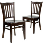 Flash Furniture HERCULES Series Vertical Slat Back Walnut Wood Restaurant Chair - 2 Pack-Vertical Slat Back Design