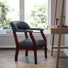 Flash Furniture Navy Vinyl Luxurious Conference Chair with Accent Nail Trim-Brass Nailhead Trim