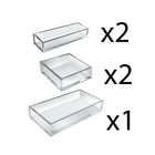 Azar Displays Deluxe Tray 5 Piece Set, Square Trays, Narrow Trays, and Large Tray (556226)-Counter top displays