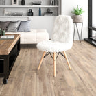 Flash Furniture Shaggy Dog White Accent Chair-Wooden Legs with Metal Bracing