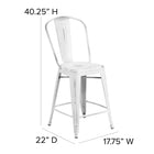 Flash Furniture 24" High Distressed Metal Indoor-Outdoor Counter Height Stool with Back - White-Footrest