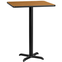 Flash Furniture 30" Square Natural Laminate Table Top with 22" x 22" Bar Height Table Base-Bar Height Hospitality Table