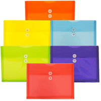 JAM Paper Plastic Envelopes with Button String Tie Closure, Letter Booklet, 9.75x13, Assorted Colours, 12 Pack (218b1rgboypg)-Easily fits standard 8.5 x 11 inch documents and smaller items