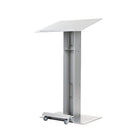 Urbann Y5 Lectern With Wheels - Natural Wood - Aluminum Grey-610 mm x 510 mm x 1143 mm (24" x 20" x 45")