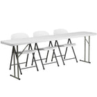 Flash Furniture 96" Folding Training Table with 3 White Plastic Folding Chairs, Granite White (RB18962)-Rectangular training table set includes three stack chairs and one table
