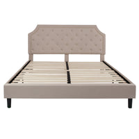 Flash Furniture Brighton King Size Tufted Upholstered Platform Bed - Beige Fabric-Platform Bed