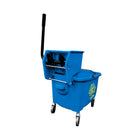 Globe Commercial Products Sidepress Bucket and Wringer - 35 Qt - Blue-Can accommodate 12 oz-32 oz mops with wringer clip