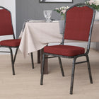 Flash Furniture HERCULES Series Crown Back Stacking Banquet Chair in Burgundy Patterned Fabric - Silver Vein Frame-Upholstered Seat and Back