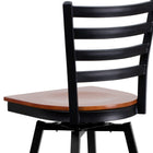 Flash Furniture HERCULES Series Black Ladder Back Swivel Metal Barstool - Cherry Wood Seat-.625" Thick Plywood Seat