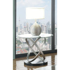 Brassex Chantal End Table, Silver/Black (275-06)-Black/Silver finish with tempered glass