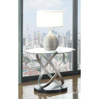 Brassex Chantal End Table, Silver/Black (275-06)-Black/Silver finish with tempered glass