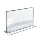 Azar Displays 11" x 17" Horizontal Double Sided Stand Up Acrylic Sign Holder, Clear, 10 Pack (152709)-Stand up sign holder is perfect for tabletop displays, restaurant table displays, and hotel concierge desks