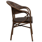 Flash Furniture Milano Series Cocoa Rattan Restaurant Patio Chair with Bamboo-Aluminum Frame-Curved Back
