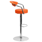 Flash Furniture Contemporary Vinyl Adjustable Height Barstools with Arms & Chrome Base - Orange - 2 Pack-Orange Vinyl Upholstery