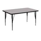 Flash Furniture 30''W x 48''L Rectangle Activity Table with Thermal Fused Top and Height Adjustable Pre-School Legs, Grey-Grey Laminate