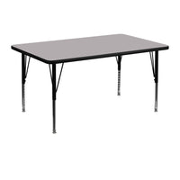 Flash Furniture 30''W x 48''L Rectangle Activity Table with Thermal Fused Top and Height Adjustable Pre-School Legs, Grey-Grey Laminate