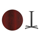 Flash Furniture 36" Round Mahogany Laminate Table Top with 30" x 30" Table Height Base-Hospitality Table
