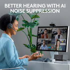 Logitech Zone 950 Premium Noise Canceling Headset with Hybrid ANC - Graphite-Four Noise Canceling Mics: Make sure others can hear you clearly, too, each noise canceling microphone in the Zone 950 reduces sound around you, like nearby conversations and background noise