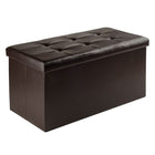 Winsome Ashford 15" x 29.9" Ottoman with Storage, Faux-Leather, Espresso (92627)-Ottoman with storage