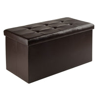 Winsome Ashford 15" x 29.9" Ottoman with Storage, Faux-Leather, Espresso (92627)-Ottoman with storage