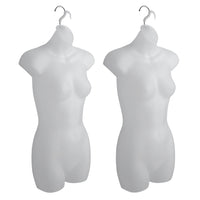 Eddie's Female Hanging 3/4 Torso Forms - PVC -  Frosted - 2 Pack (155727-2)-Female Hanging 3/4 Torso Forms