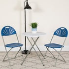 Flash Furniture HERCULES Series Blue Plastic Fan Back Folding Chair-18 Gauge Steel Frame