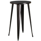 Flash Furniture Commercial Grade 24" Round Black-Antique Gold Metal Indoor-Outdoor Bar Table Set with 4 Stools-Black-Antique Gold Powder Coat Finish